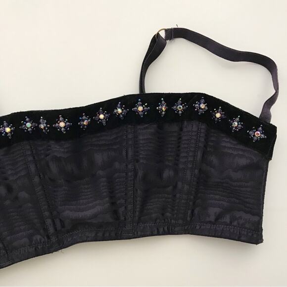 VTG Victoria Secret Balconette Shelf Corset Push Up Bra Velvet Rhinestone 36C - Picture 5 of 14